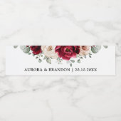 Burgund Sparkling Wein Elfenbeinküste Rose Blumens Wasserflaschenetikett (Einzelnes Label)