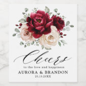 Burgund Sparkling Wein Elfenbeinküste Rose Blumens Weinetikett (Einzelnes Label)