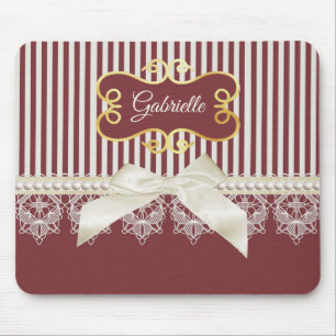 Burgund Streifen Spitze Name Mousepad