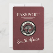 Burgund Südafrika Passport Hochzeit Einladung (Rückseite)