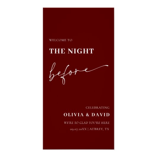 Burgund The Night Before Probe Dinner Unterschreib Poster (Vorderseite)