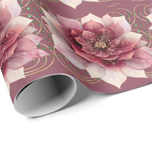 Burgund Traumblume Geschenkpapier (Rolleneckpunkt)
