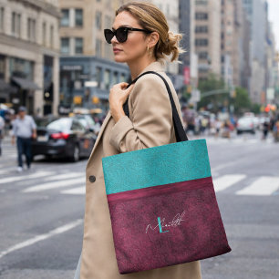 Burgund & Türkis Spitze Mode Personalizable Tasche
