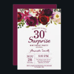Burgund Überraschung Floral 30. Geburtstag Party Einladung<br><div class="desc">Burgund Floral Überraschung 30. Geburtstag Party Einladung für Frauen. Burgund Rot Geburtstagsparty Einladung. Burgund Watercolor Floral Blume. 13. 16. 18. 20. 21. 30. 50. 60. 70. 80. 90. 100., Any Ages. Printable Digital.Für weitere Anpassungen klicken Sie bitte auf die Schaltfläche "Anpassen" und verwenden Sie unser Designwerkzeug, um diese Vorlage zu...</div>