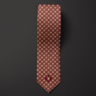 Burgund und Beige Mandala Groomsman Krawatte