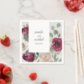 Burgund und Beige Rustikale Blumenhochzeit Serviette (Beispiel)