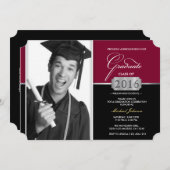 Burgund und Black Modern Class of 2016 Abschluss Einladung (Vorne/Hinten)