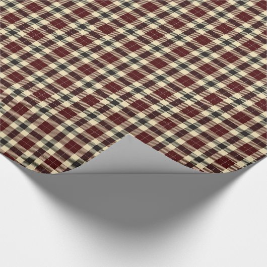 Burgund und Black Tartan Karierte Umschlagpapier Geschenkpapier (Ecke)