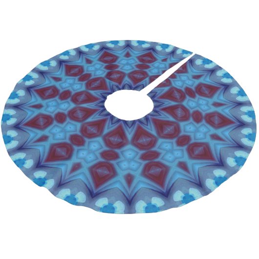 Burgund und Blau 001 Baumskirt Polyester Weihnachtsbaumdecke (Schrägansicht)
