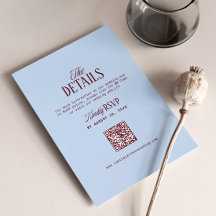 Burgund und Blau Hochzeitsdetails RSVP-Code