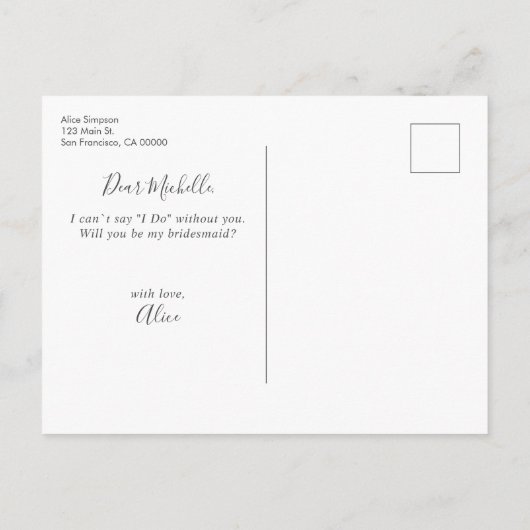 Burgund und blaue Flora werden Sie meine Brautjung Einladungspostkarte (Rückseite)