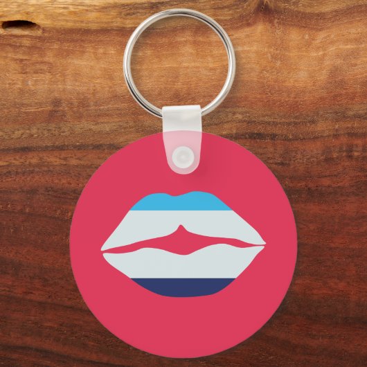 Burgund und blaue Streifen Schlüsselanhänger (Vorderseite)