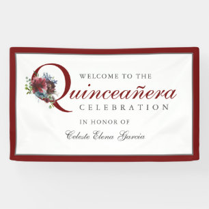 Burgund und Blauer Party Quinceanera Banner
