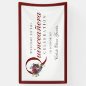Burgund und Blauer Party Quinceanera Banner (Vertikal)