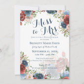 Burgund und Blue Floral Miss an Frau Bridal Showe Einladung (Vorderseite)