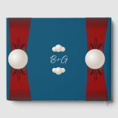 Burgund und Blue Pearl Ribbon Wedding Gästebuch (Rückseite)