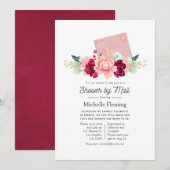 Burgund und Blush Baby oder Brautparty per Mail Einladung (Vorne/Hinten)