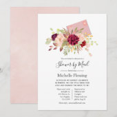 Burgund und Blush Baby oder Brautparty per Mail Einladung (Vorne/Hinten)