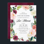 Burgund und Blush Bloral Wreath Fall Bat Mitzvah Einladung<br><div class="desc">Laden Sie Familie und Freunde zu Ihrer Veranstaltung mit dieser floralen Fledermaus mitzvah Einladung. Es ist mit einem blumengeschmückten Wasserschrei aus Bordeaux, Rose, Elfenbein und Orangenbäumen, Rose, Mummen und anderen Blume mit Blattwerk ausgestattet. Diese blumenreiche Einladung eignet sich perfekt für Herbst- oder Herbstschläger. Personalisieren Sie diese durch Hinzufügen von Namen,...</div>