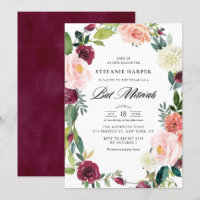 Burgund und Blush Bloral Wreath Fall Bat Mitzvah