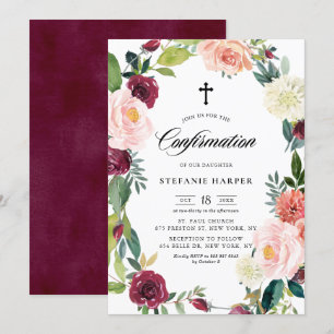 Burgund-und Blush-Blumenkranz-Herbstsegnung Einladung