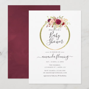 Burgund und Blush Boho Geometric Baby Dusche Einladung