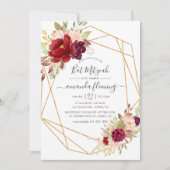 Burgund und Blush Boho Geometrie Bat Mitzvah Einladung (Vorderseite)