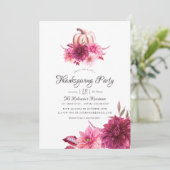 Burgund und Blush Erntedank Party Einladung (Stehend Vorderseite)