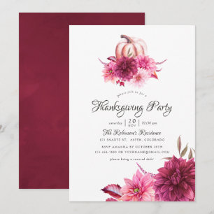 Burgund und Blush Erntedank Party Einladung