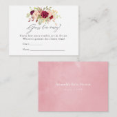 Burgund und Blush Floral Baby Dusche Süßigkeiten S Begleitkarte (Vorne/Hinten)