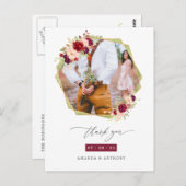 Burgund und Blush Geometric Wedding Vielen Dank Postkarte (Vorne/Hinten)