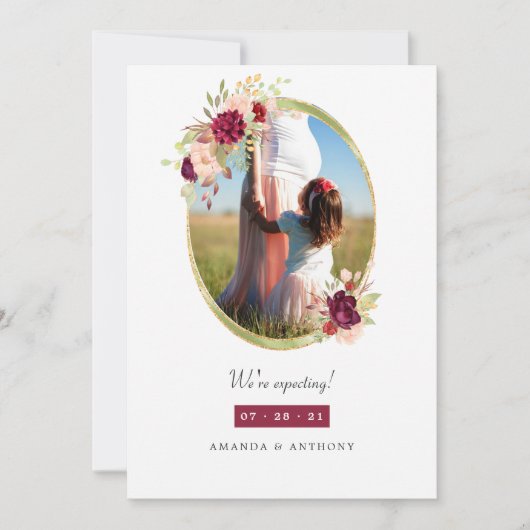 Burgund und Blush Geometrische Bläschen Ankündigung (Vorderseite)