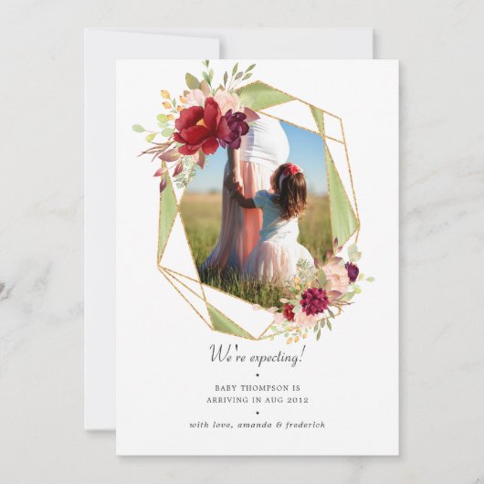 Burgund und Blush Geometrische Bläschen Ankündigung (Vorderseite)