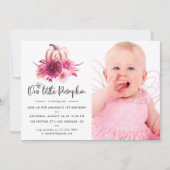 Burgund und Blush Herbst Pumpkin Geburtstag Einladung (Vorderseite)