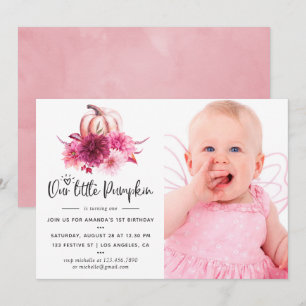 Burgund und Blush Herbst Pumpkin Geburtstag Einladung