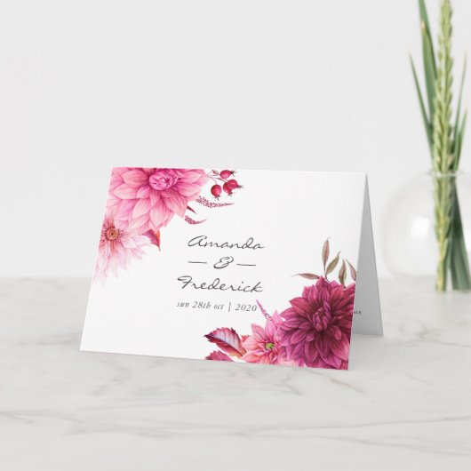 Burgund und Blush Hochzeit im Herbst Herbst Programm (Vorderseite)