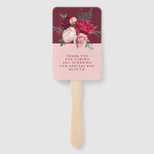 Burgund und Blush Pink Bloral Bouquet Wedding Fächer (Rückseite)