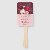 Burgund und Blush Pink Bloral Bouquet Wedding Fächer (Vorderseite)