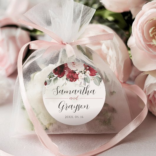 Burgund und Blush Pink Bloral Wedding Stickers