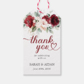 Burgund und Blush Pink Bloral Wedding Vielen Dank Geschenkanhänger (Vorderseite)