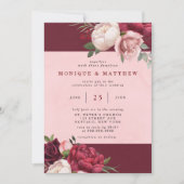 Burgund und Blush Pink Peony Bouquet Wedding Einladung (Vorderseite)