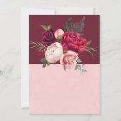 Burgund und Blush Pink Peony Bouquet Wedding Einladung (Rückseite)