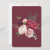 Burgund und Blush Pink Peony Bouquet Wedding Einladung (Rückseite)