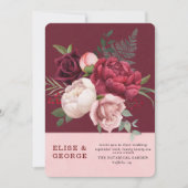 Burgund und Blush Pink Peony Bouquet Wedding Einladung (Vorderseite)