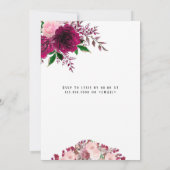 Burgund und Blush Pink Peony Brunch und Bubbly Einladung (Rückseite)