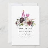 Burgund und Blush Pink Weinprobe Hochzeit Save The Date (Vorderseite)