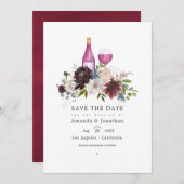 Burgund und Blush Pink Weinprobe Hochzeit Save The Date (Vorne/Hinten)