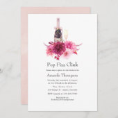 Burgund und Blush Pop Fizz Clink Brautparty Einladung (Vorne/Hinten)