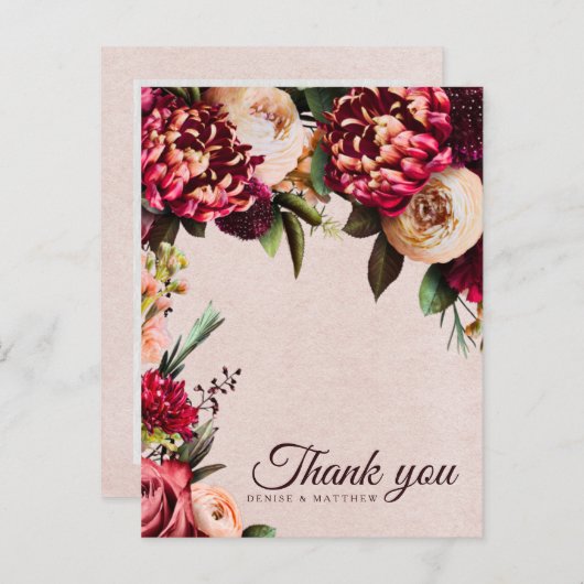 Burgund und Blush Postkarte (Vorne/Hinten)