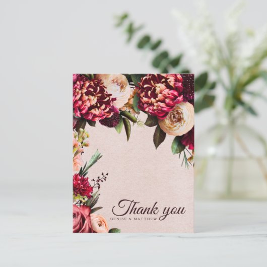 Burgund und Blush Postkarte (Stehend Vorderseite)